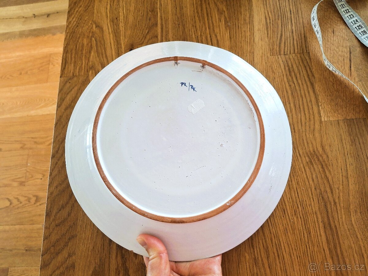 Talíř průměr 28 cm Tupeská keramika ? modrá barva - 4