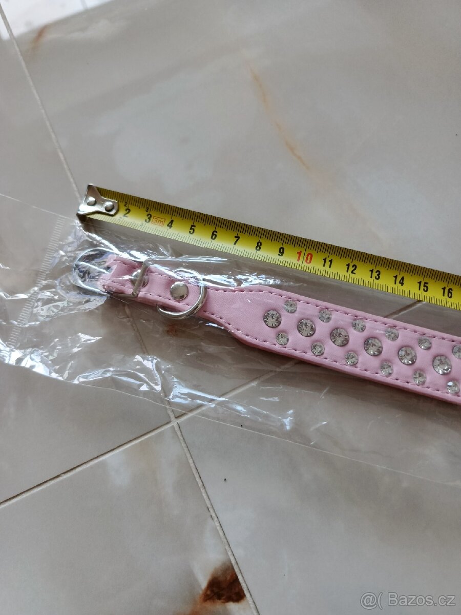 Obojek pro psa , růžový s kamínky - 4