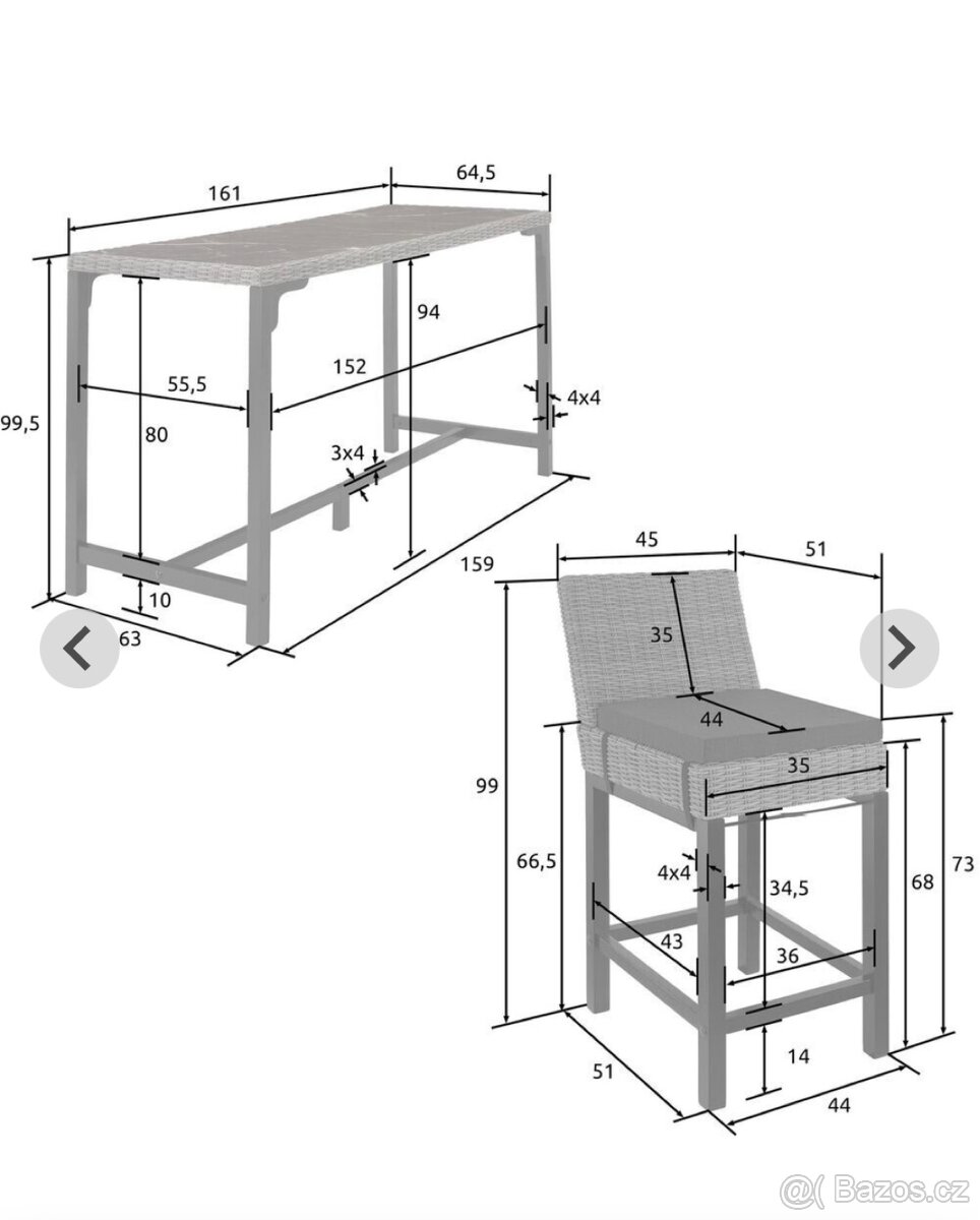 Barový stůl + 6 židlí - 4