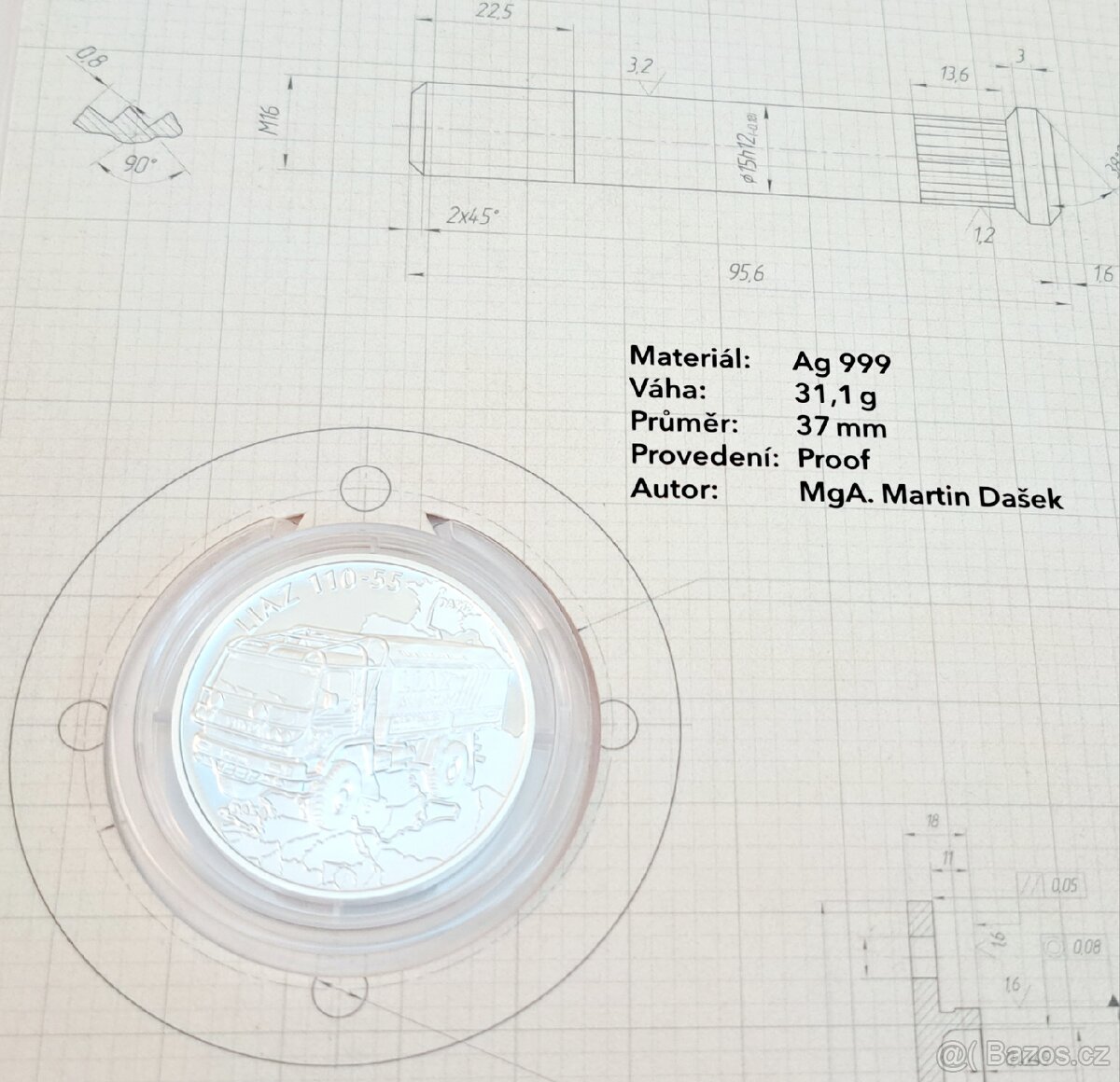 Stříbrná mince Na kolech Liaz 110.55 - 4