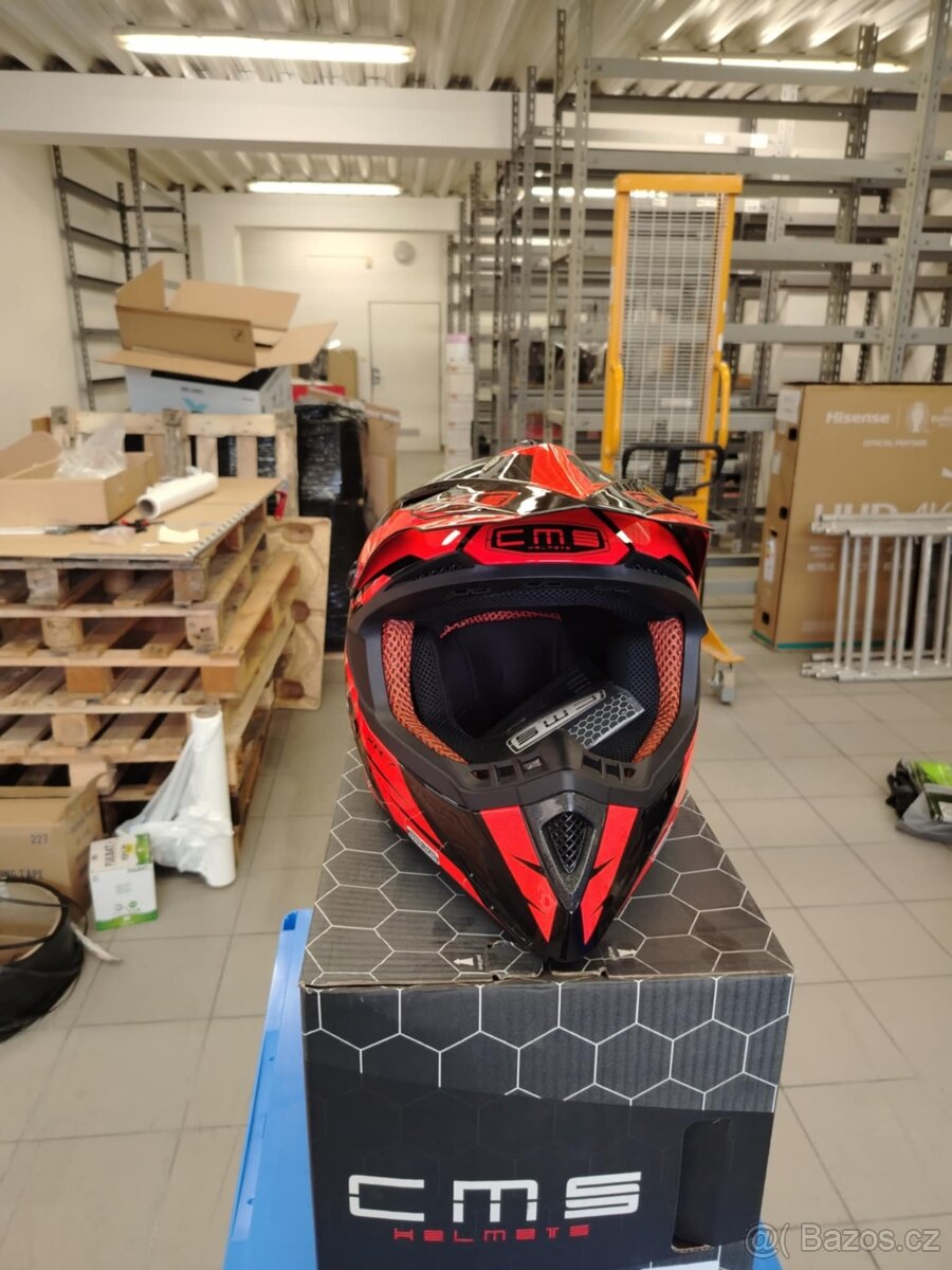 nová motokrosová MX přilba CMS XR-7 Raptor velikost L oranžo - 4