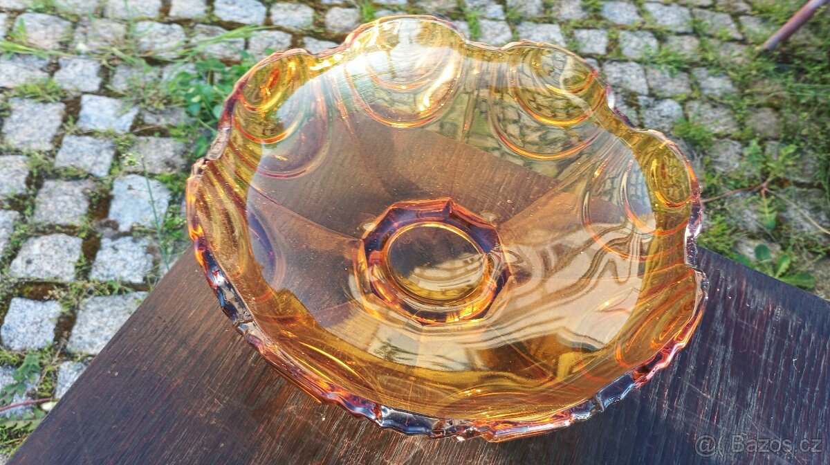 JOSEF INWALD ART DECO SKLENĚNÁ MÍSA - 4