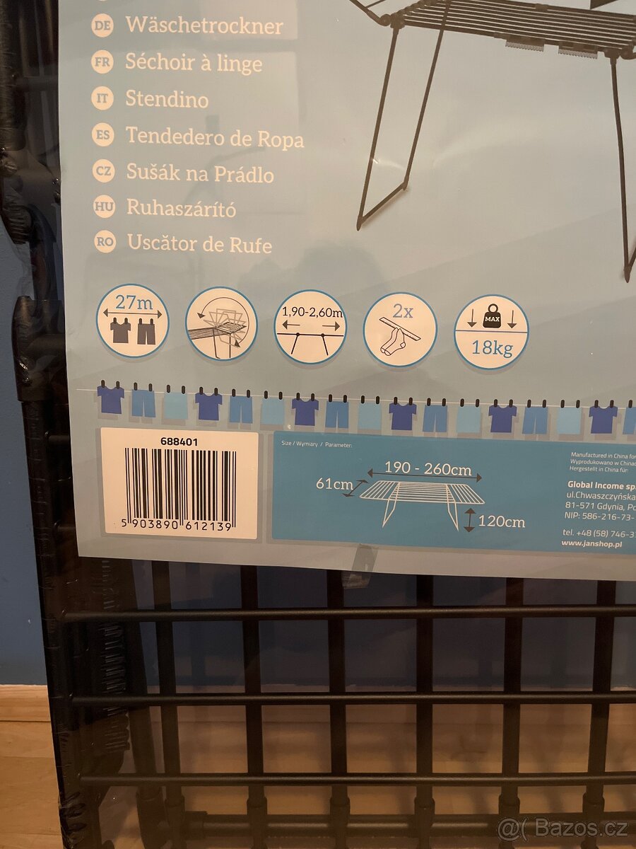 Teleskopický sušák na prádlo černý nový - 4