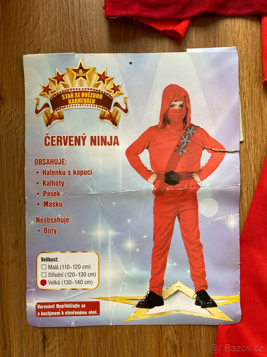 Kostým Červený ninja 130/140 - 4