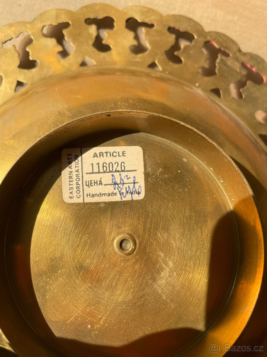 Mosazná ozdobná miska z Indie, ruční výroba - 4