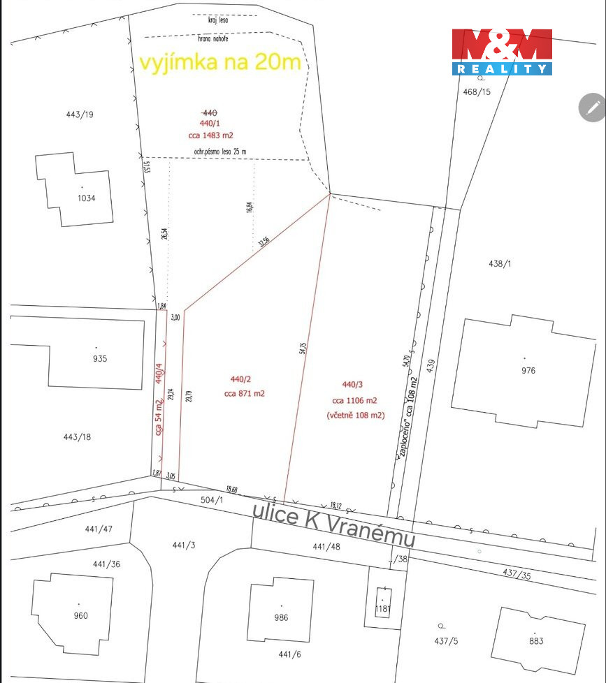 Prodej pozemku k bydlení, 871 m², Ohrobec, ul. K Vranému - 4