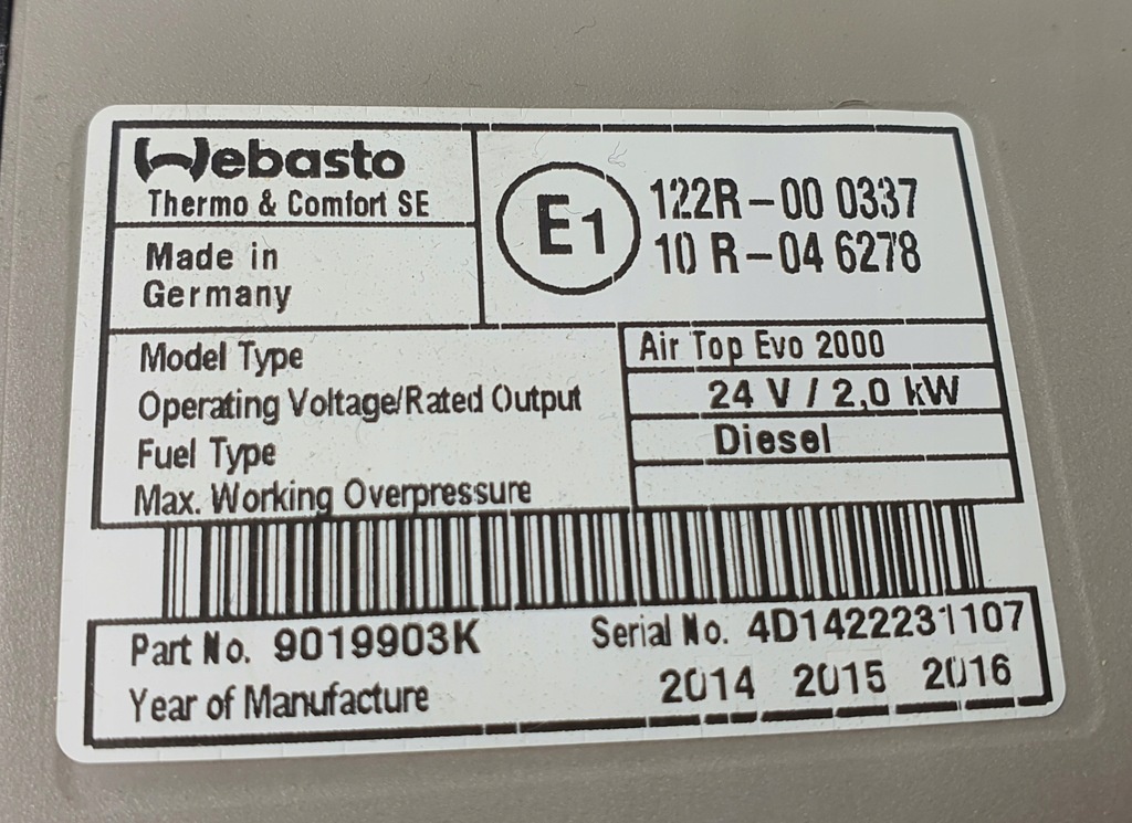 Webasto Air top Evo 2000 Volvo FH, Renault T - 4