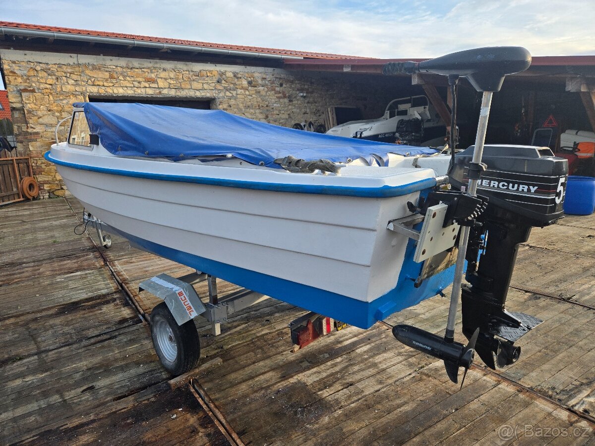 Lod, člun 5x1.9m, i vlek, motor elektrický start - 4