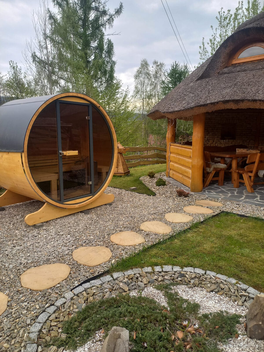 Venkovní sudová panoramatická sauna - 4