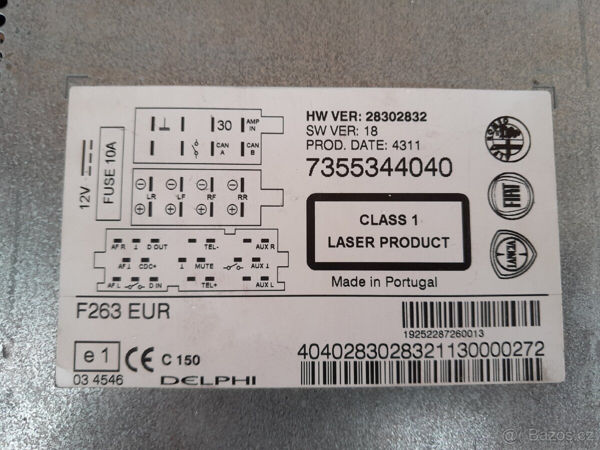 Originální autorádio Delphi F263 EUR pro vozy Fiat - 4