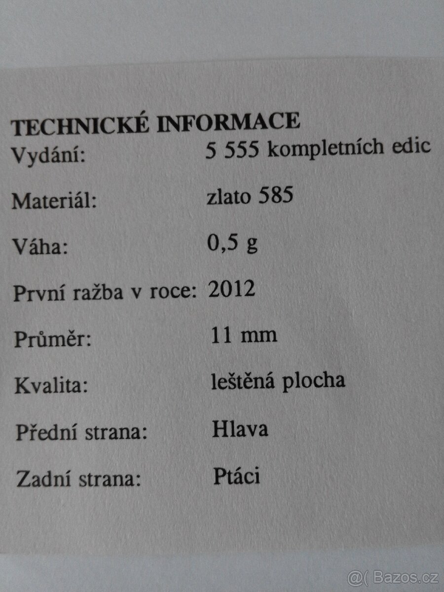 Zlatá mince 0,5 g, Au 585, více druhů - 4