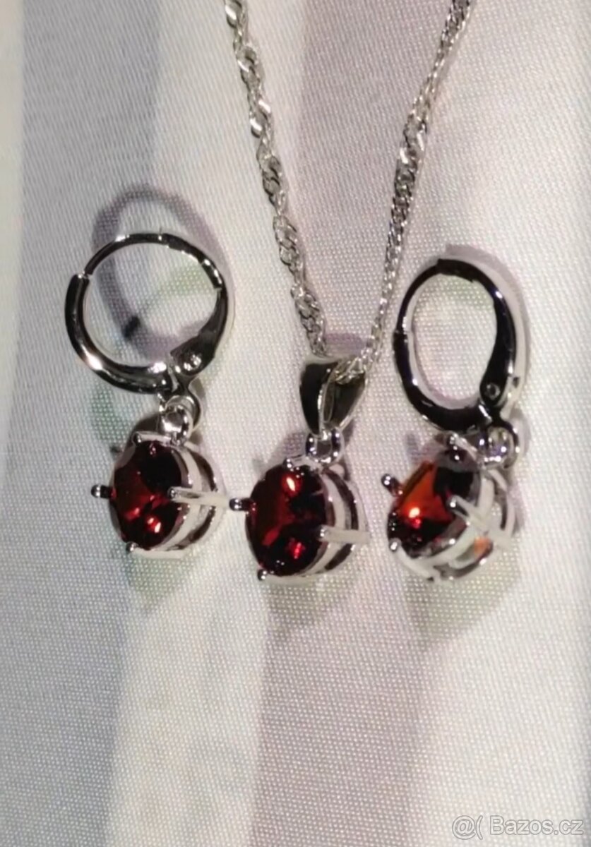 Nová dámská stříbrná sada souprava šperků si kamínky 925 - 4