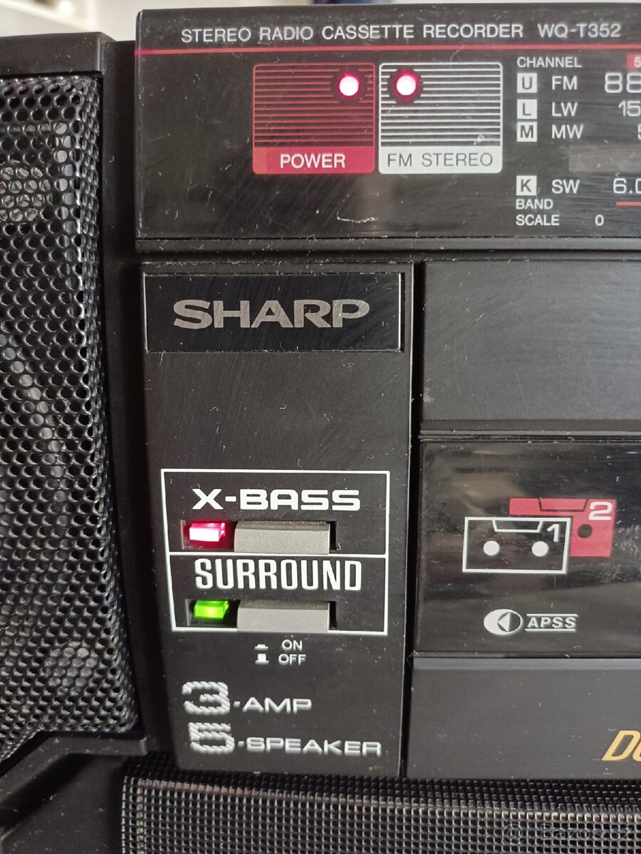 Sharp WQ 352H bk, radiomagnetofon retro 2 kazeťák - 4