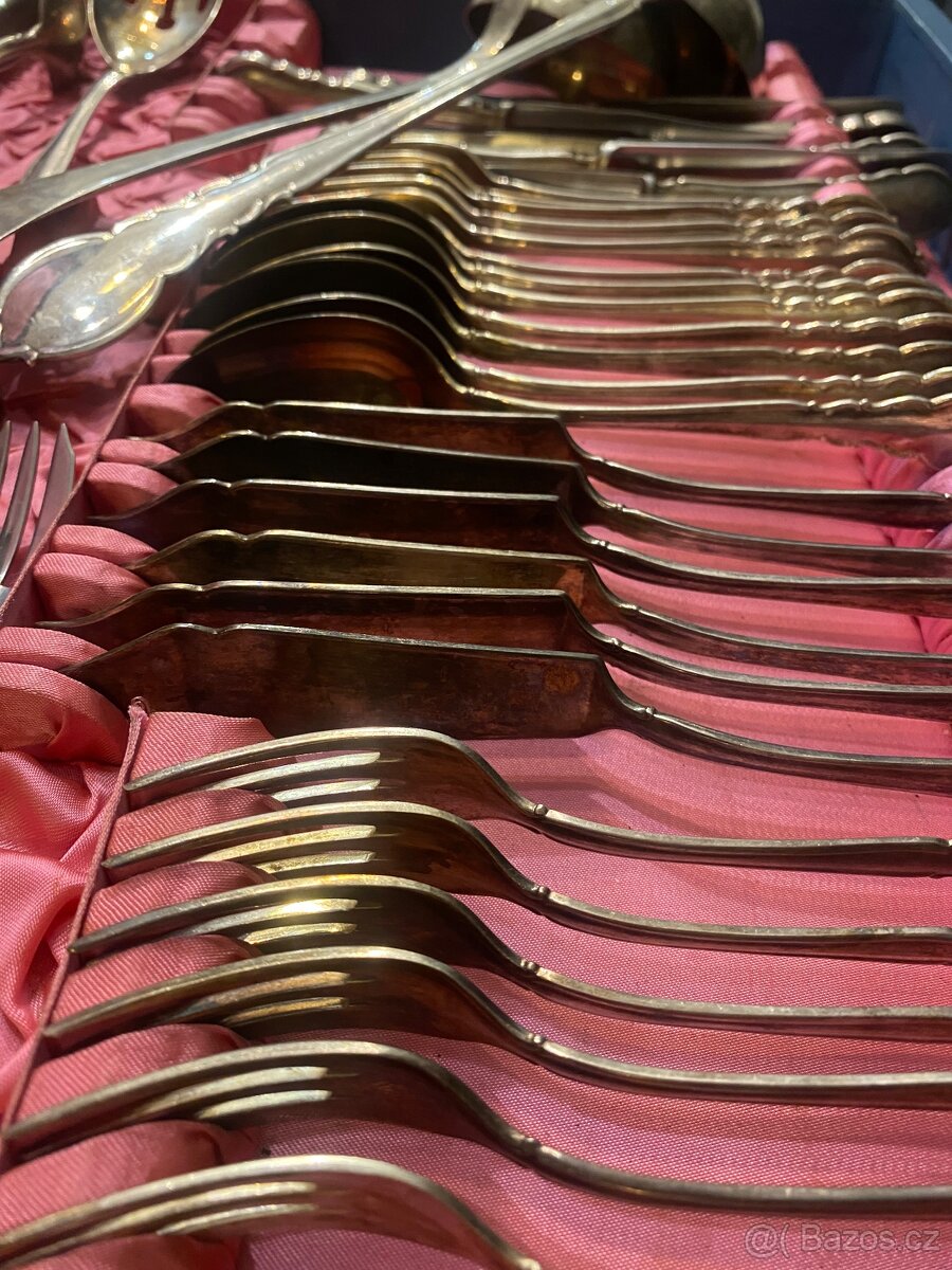 Velká sada starožitného příboru alpaka - 4