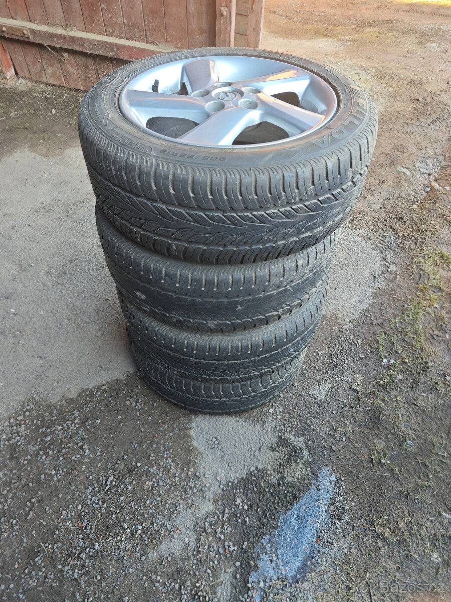 Prodám sadu Alu disků Mazda 7Jx16H2 ET55 + pneu 205/55/16 - 4