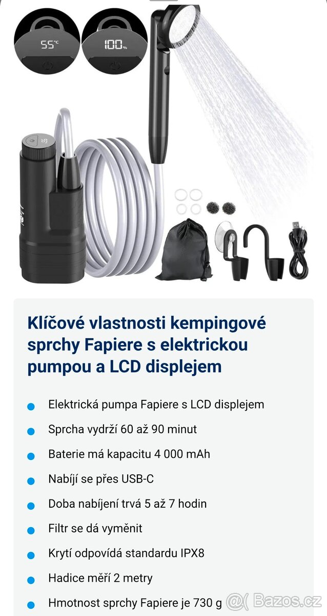 Zahradní sprcha, dobíjecí baterie - 4