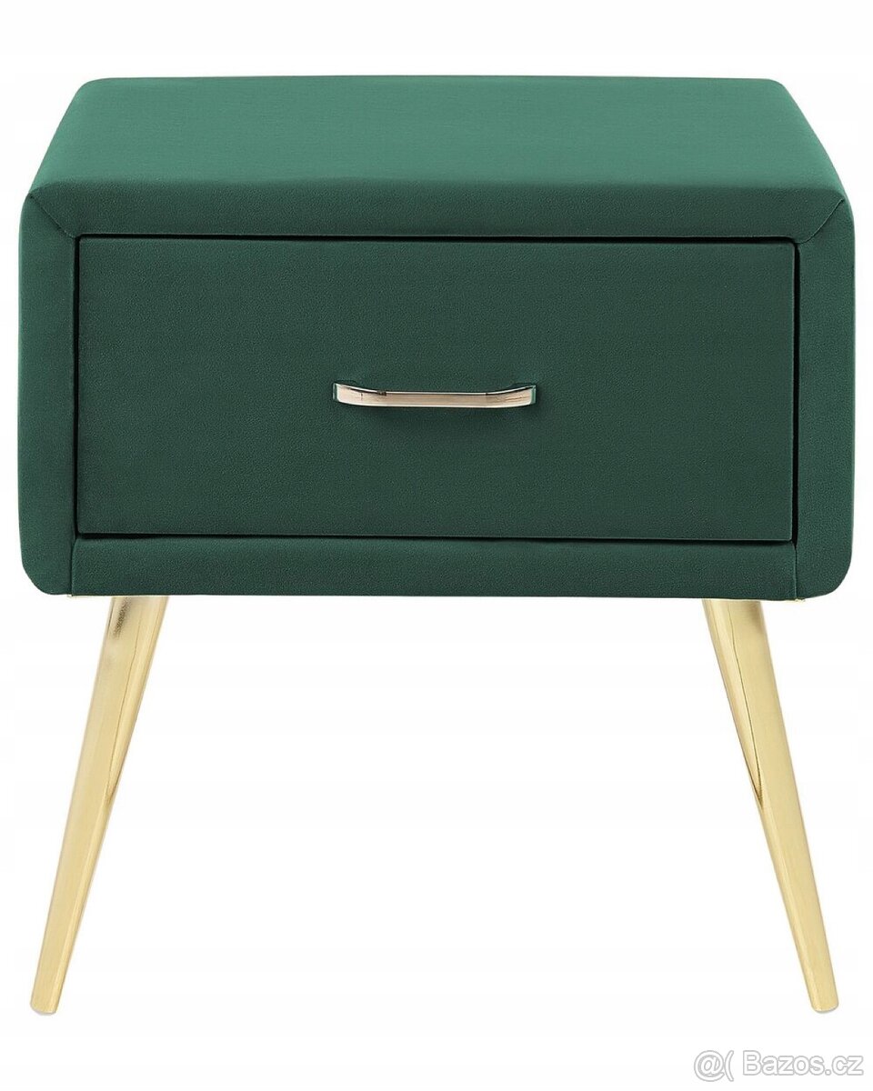 2 noční stolky-umělý samet Smaragdová FLAYAT - 4