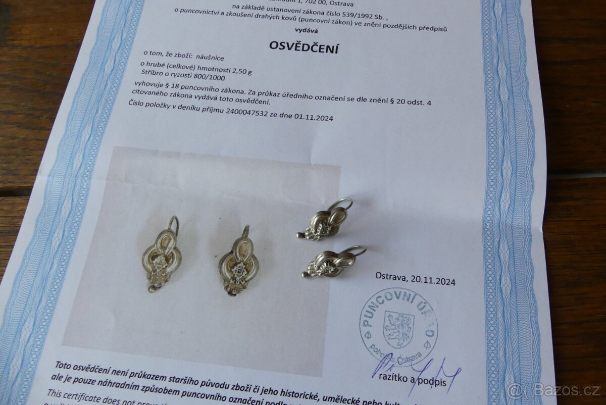 Starožitné stříbrné náušnice, biedermeier, R-U - 4