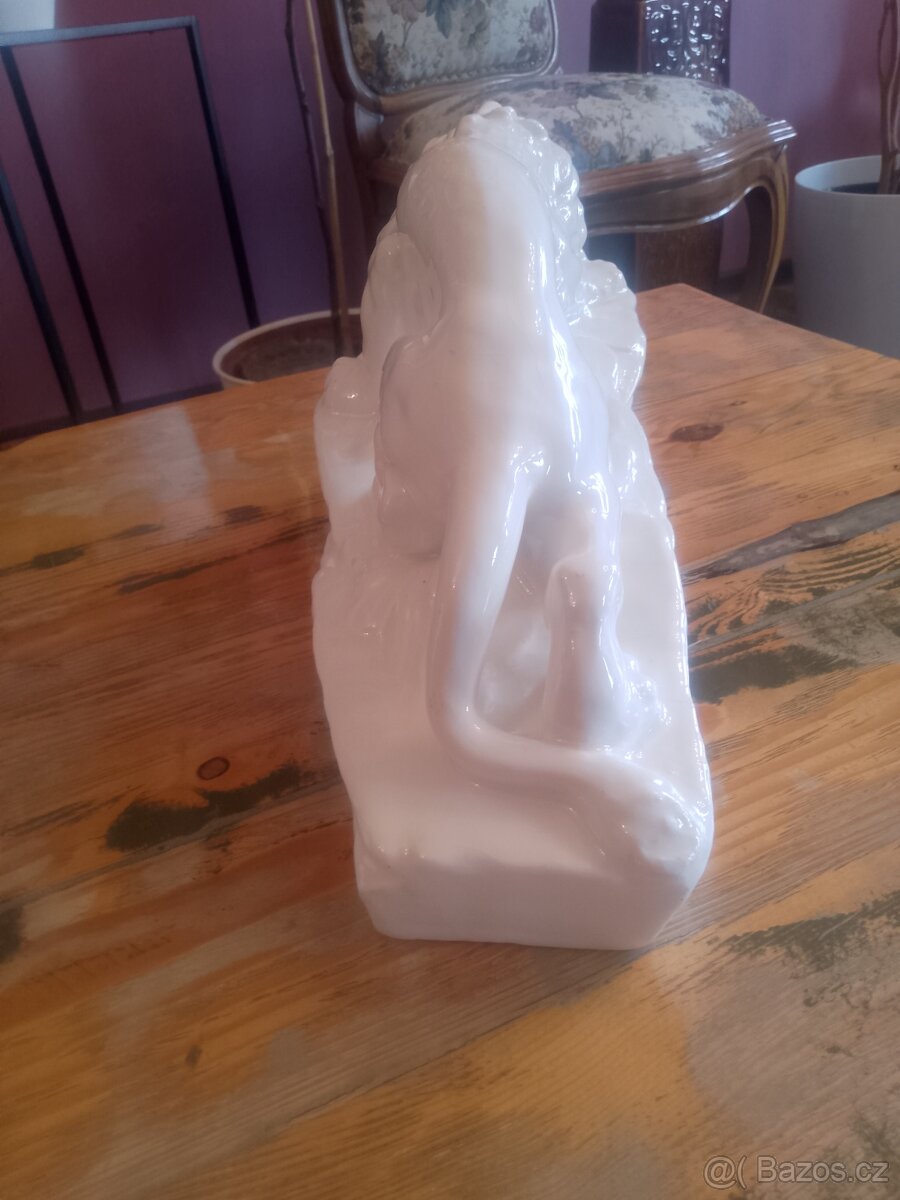 Sleva Keramický starožitný lev Art Deco - 4