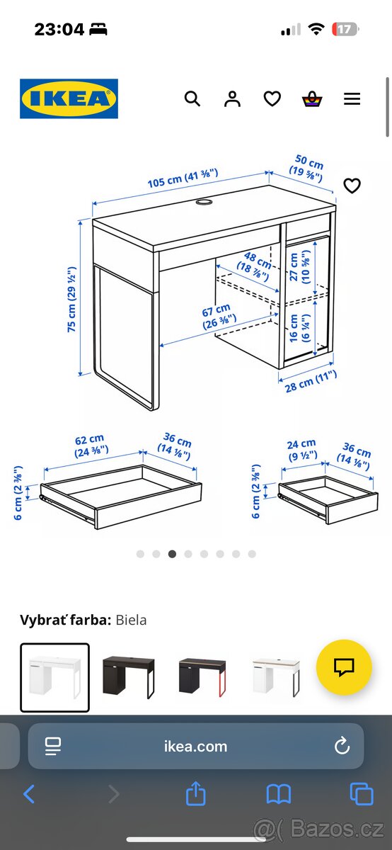 Pracovní stůl, bílá barva - 4