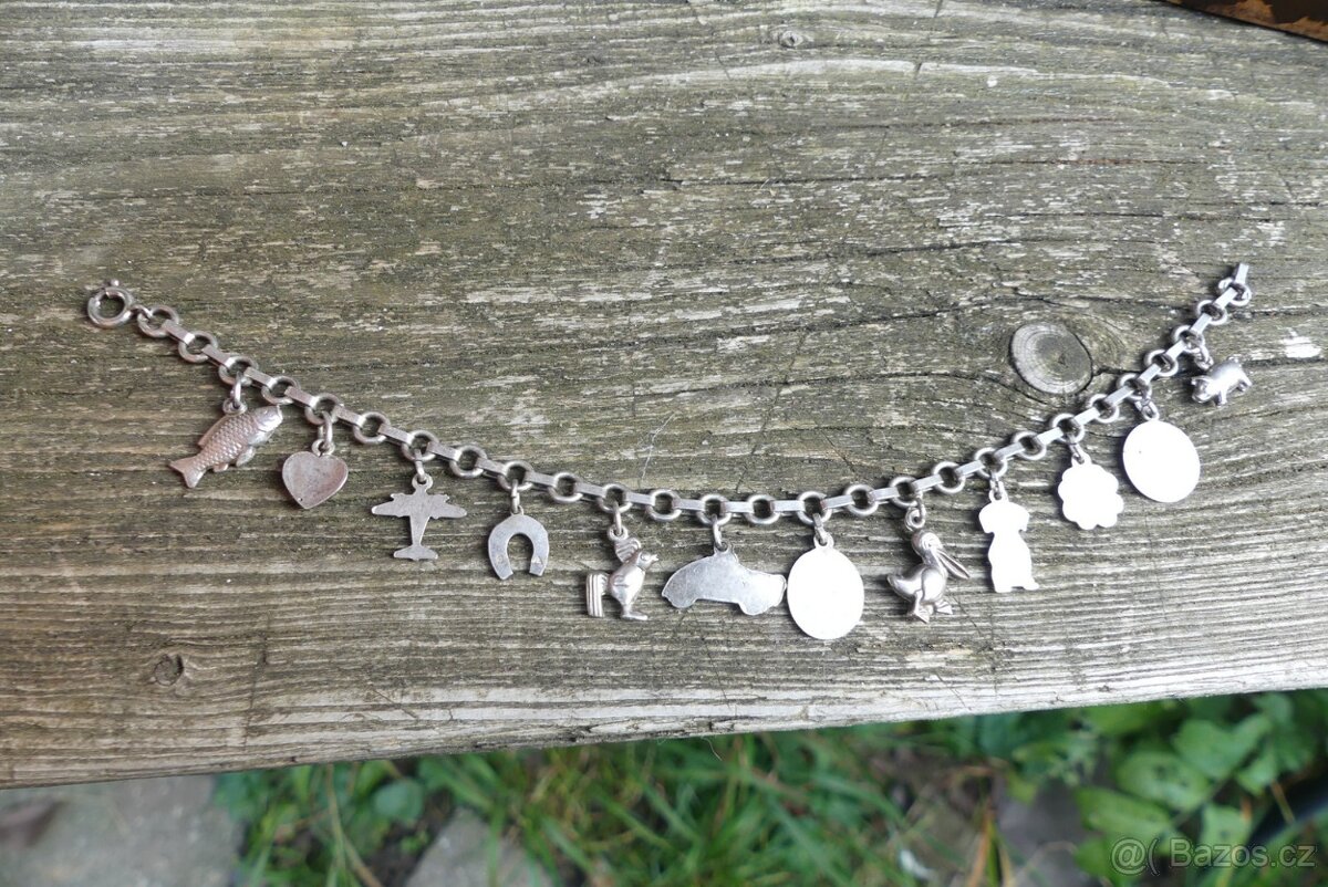 Žebrácké náramky, stříbrné náramky s ověsky - 4