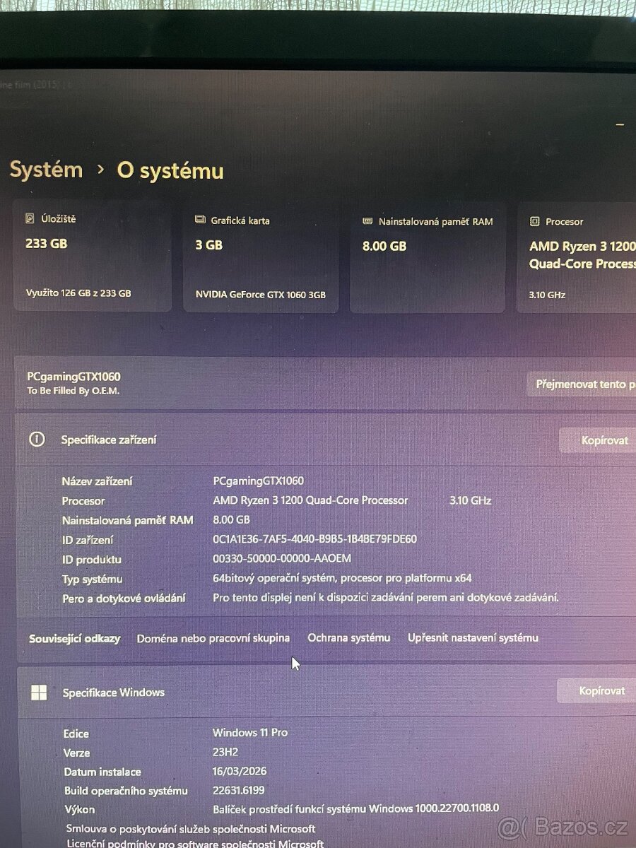 Herní pc - GTX1060 - 4
