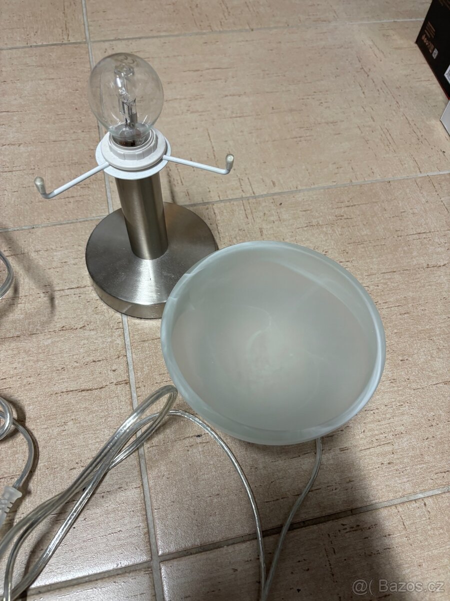 2x malá stolní lampička, nerez a sklo - 4