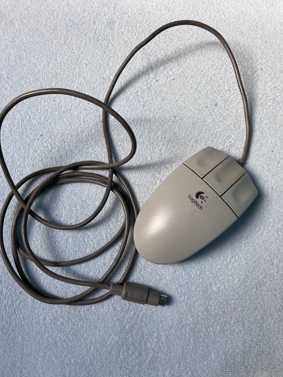 Starší PC příslušenství – myš Logitech PS/2 + RAM moduly (SD - 4