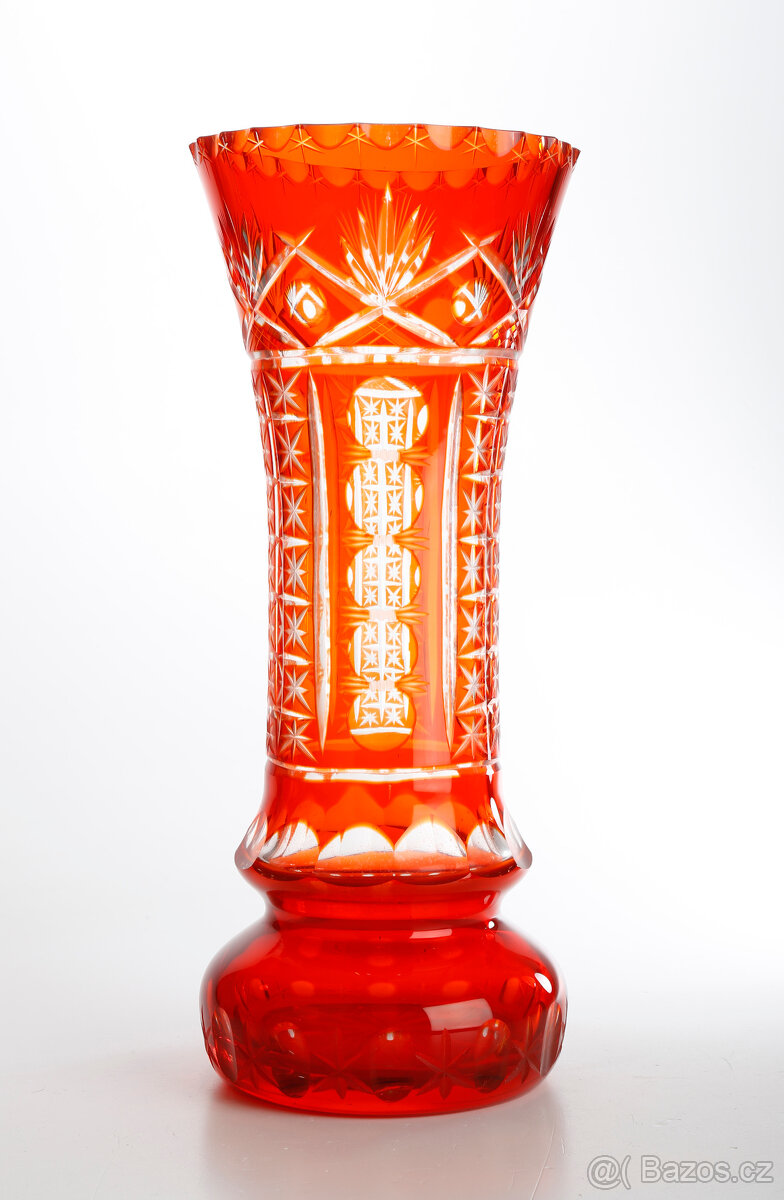 Velká skleněná broušená váza 35cm - 4