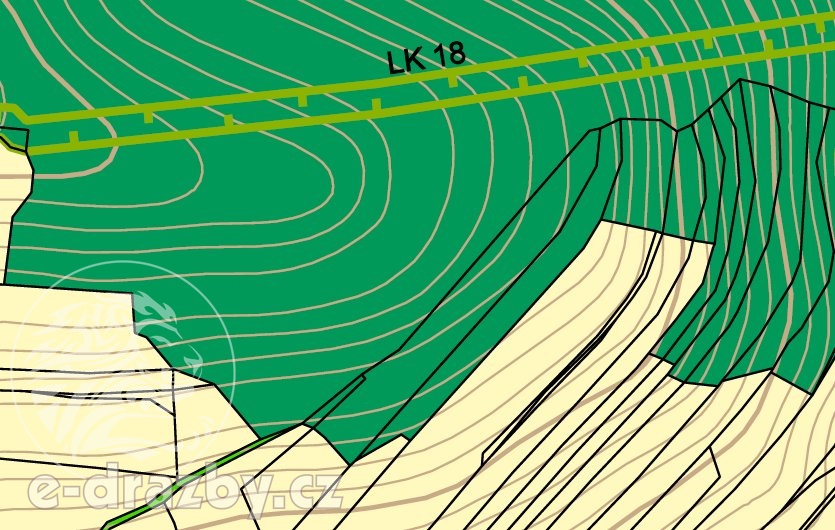 Dražba 7 pozemků (7639 m2 orná půda a 13784 m2 les) v obci C - 4
