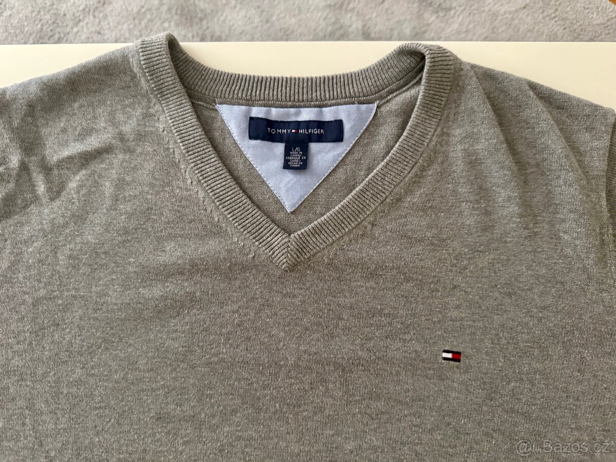 Šedý svetr Tommy Hilfiger L TOP - 4