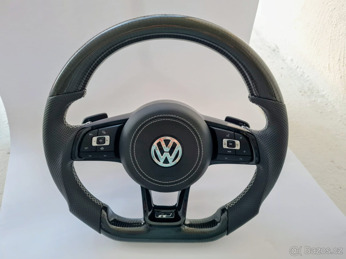 VOLANT VOLKSWAGEN R RLINE GTI - KOZA / KARBÓN CHROMOVE LOGO - 4