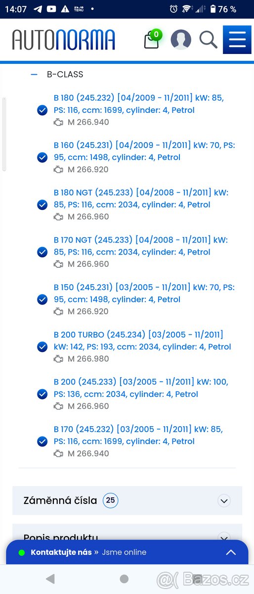 Alternátor Mercedes Benz A a B - 4