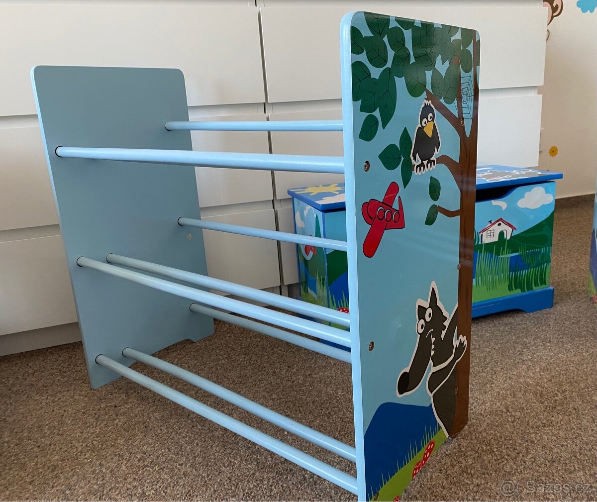 Dětský regál - dobrý stav (2x police, 1xtruhlice) - 4