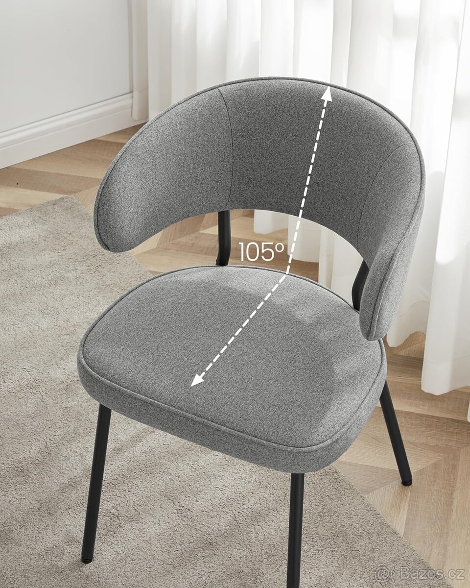 NOVÁ Sada 2 jídelních židlí, tmavě šedá-LDC112G01 - 4
