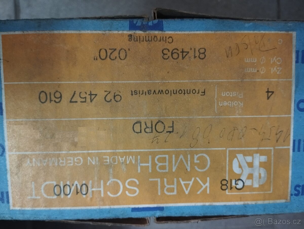Originální písty Kolbenschmidt +0,20 – Ford 8V (CVH) – NOS - 4