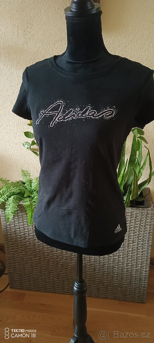 Nové černé tričko s kamínky Zn.Adidas - 4