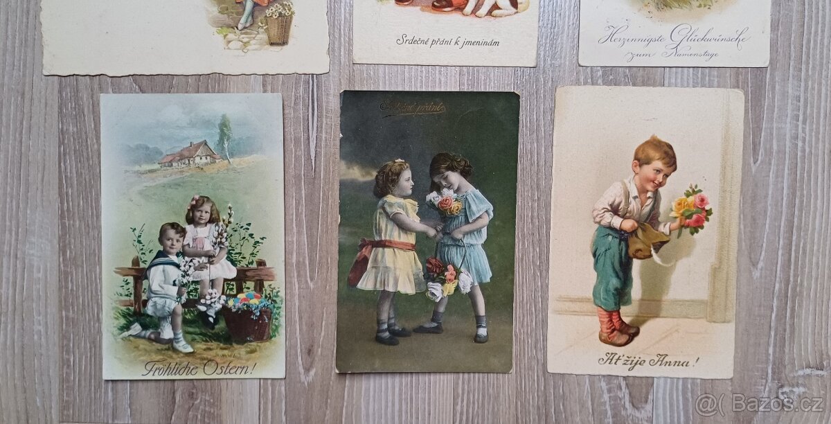 Staré pohledy Děti a Květiny - 4