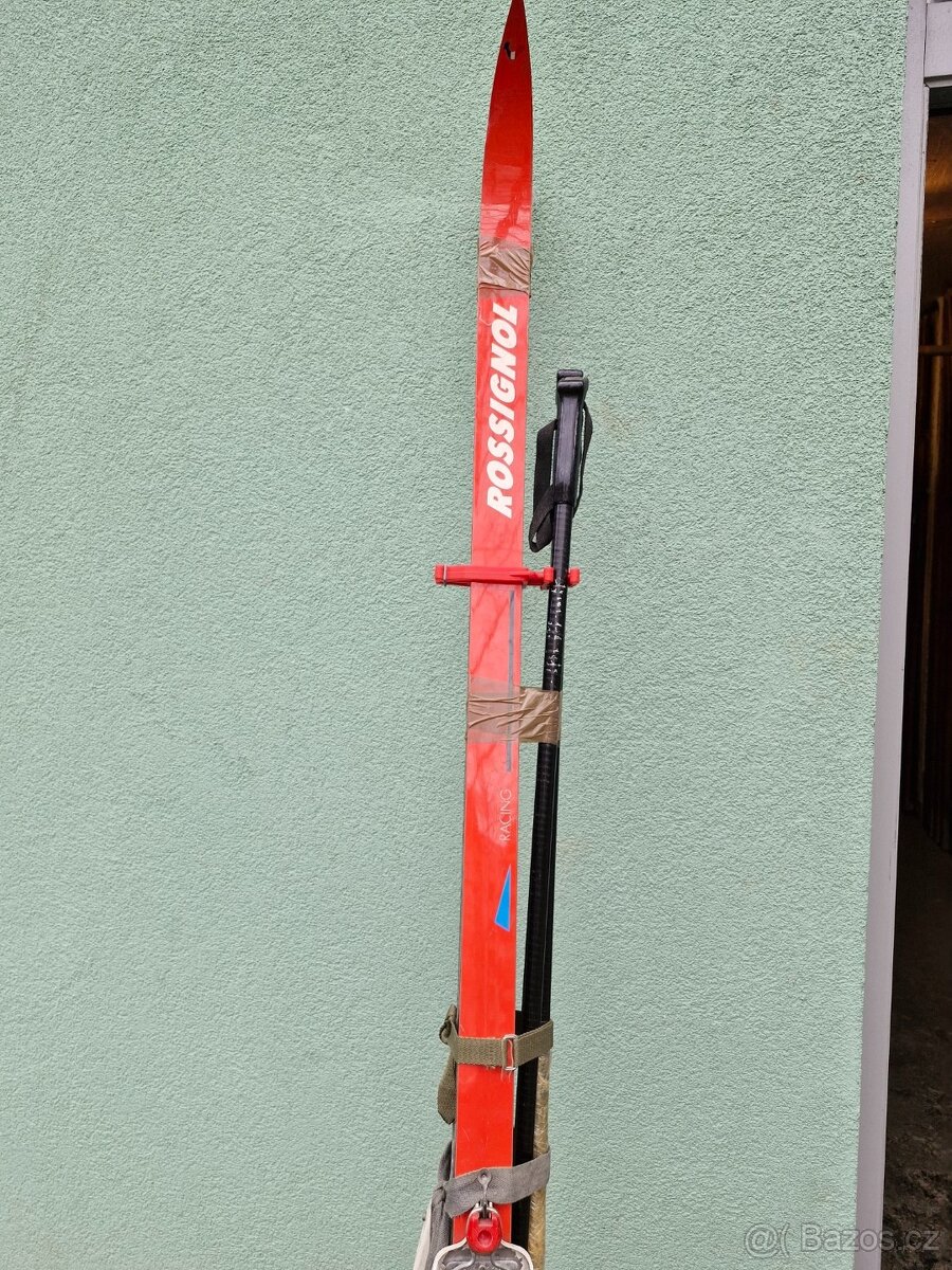 Běžky Rossignol (červené), hůlky a sjezdové boty nadměrná ve - 4