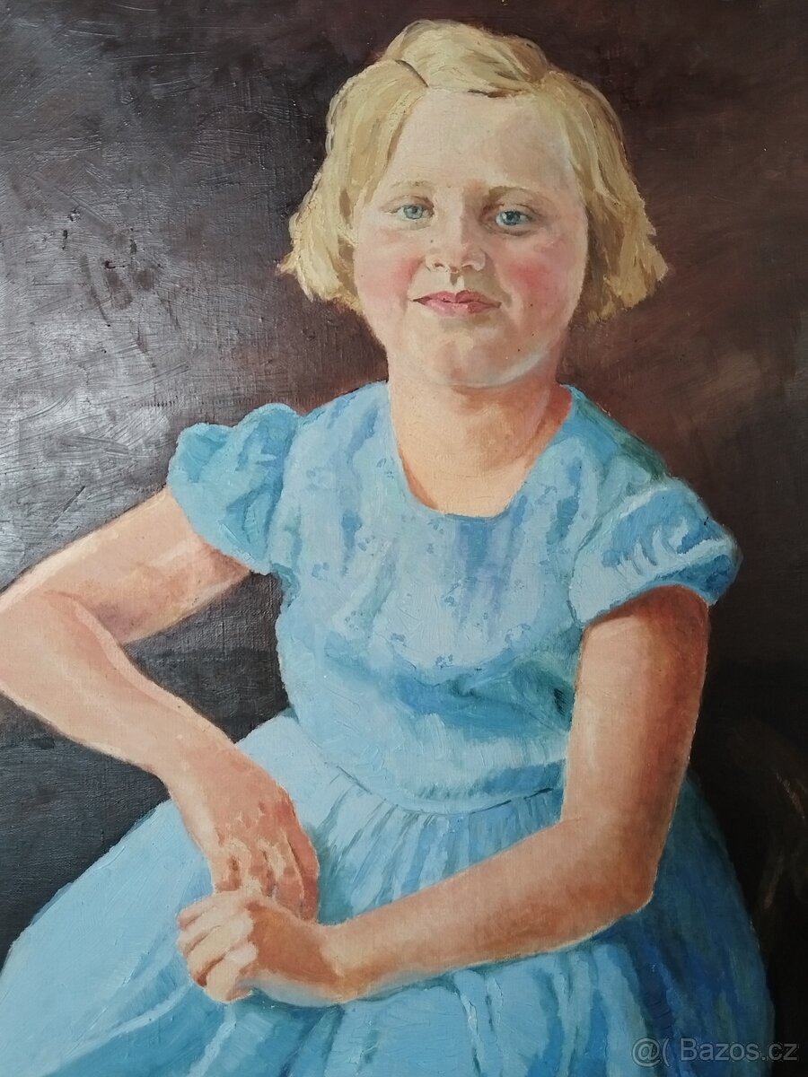 obraz DÍVENKA V MODRÉM, olej, František Tříska 1935 - 4