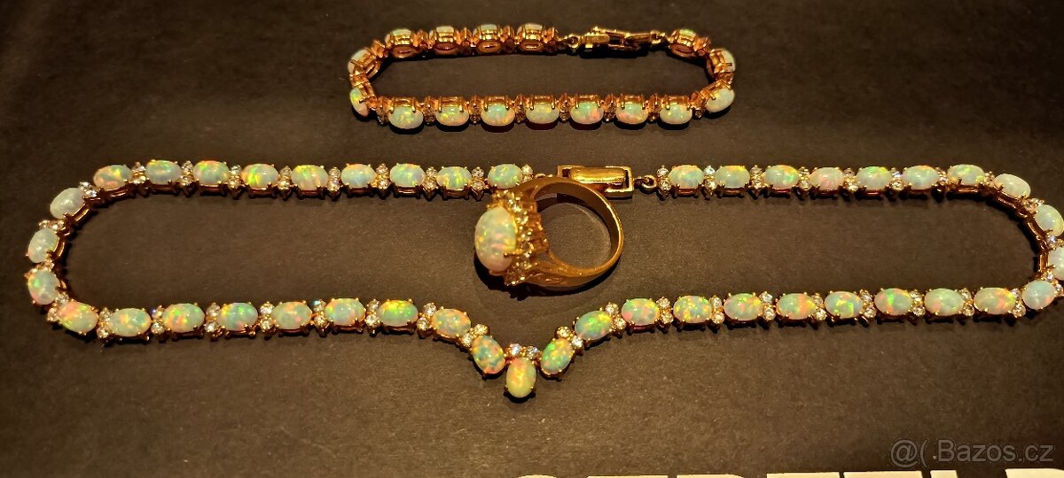 LUXUSNÍ VINTAGE SET S AUSTRALSKÝMI OPÁLY – ZNAČENÍ 18K – 60 - 4
