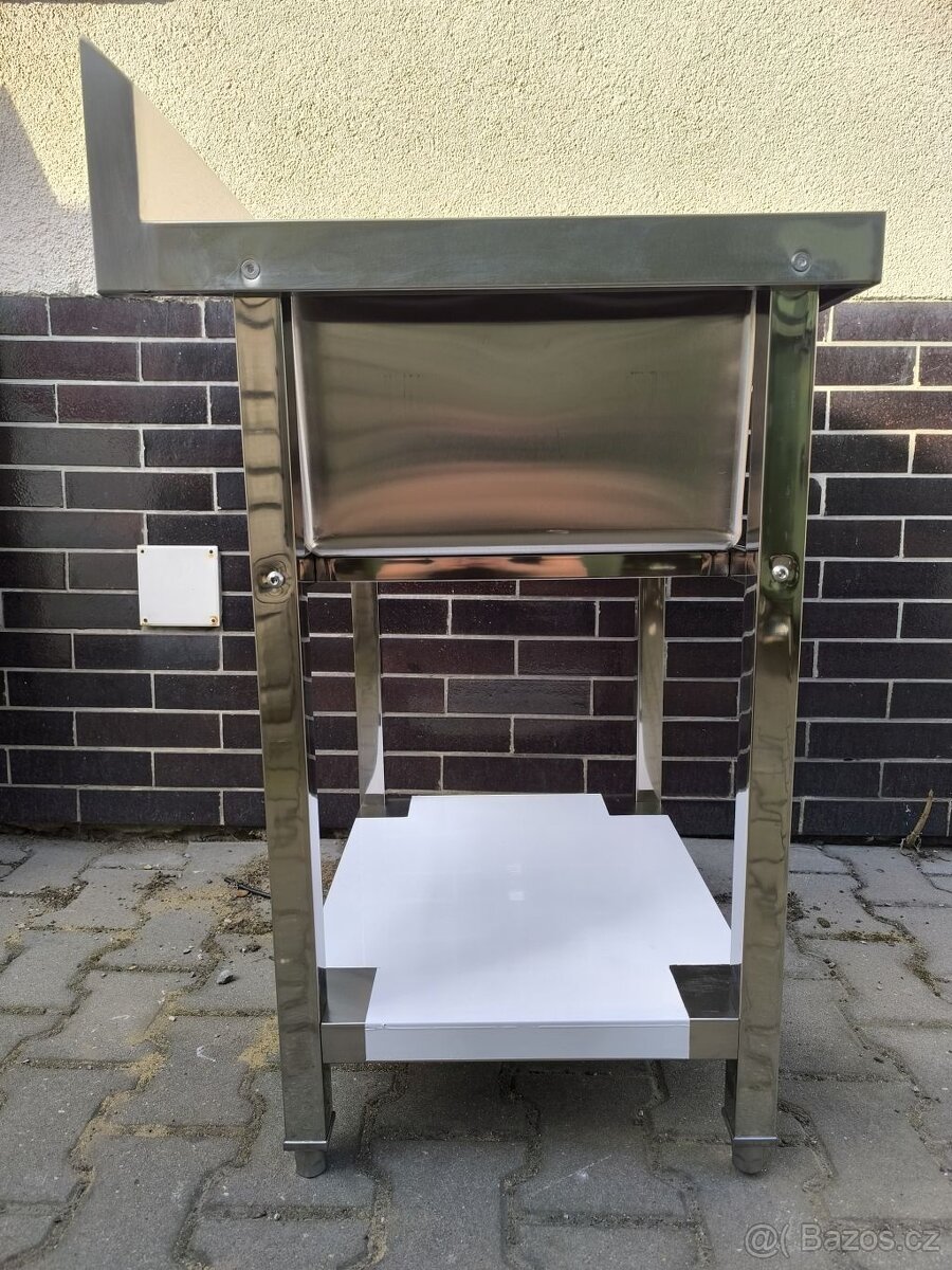 Nerezový dřezový stůl 60x60x85, s policí, šroubovaný - 4