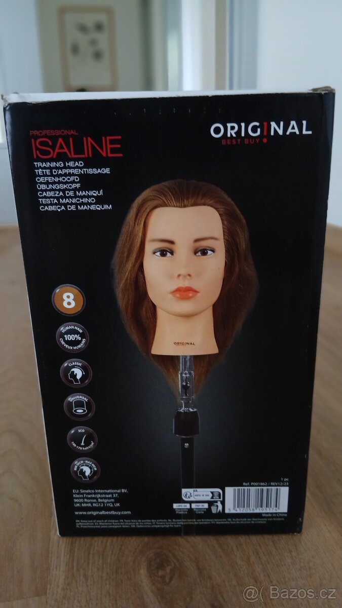 Cvičná hlava Isaline 100% vlasy - 4