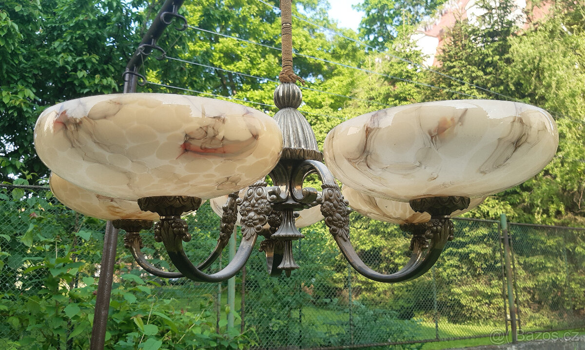 starožitný mosazný lustr - 4