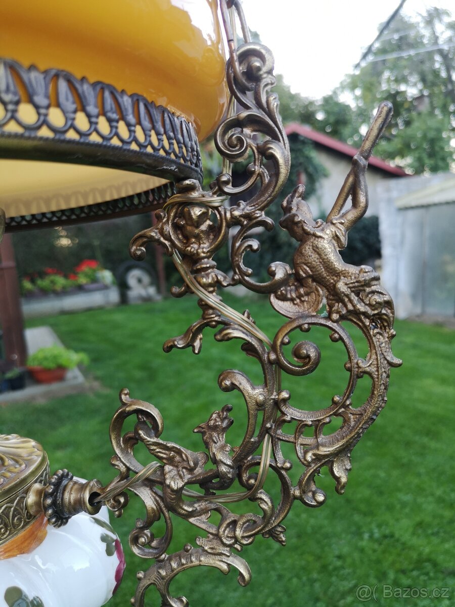 Mosazný lustr, petrolejka - 4