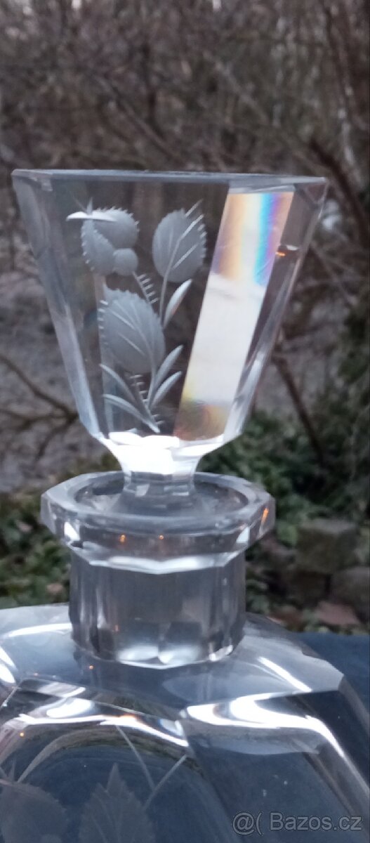 Zdobený set Karafa+panáčky MOSER - 4