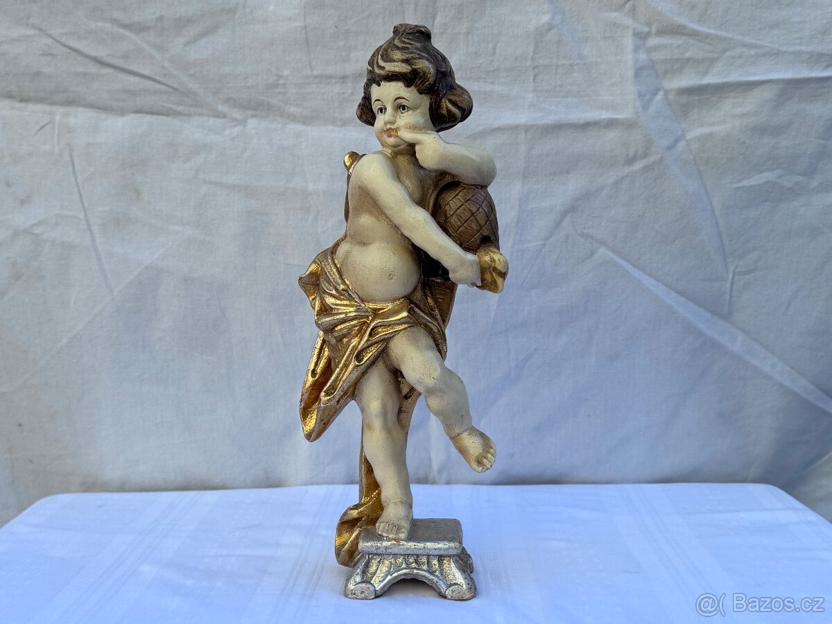 Anděl dřevěná socha v polychromii - 4