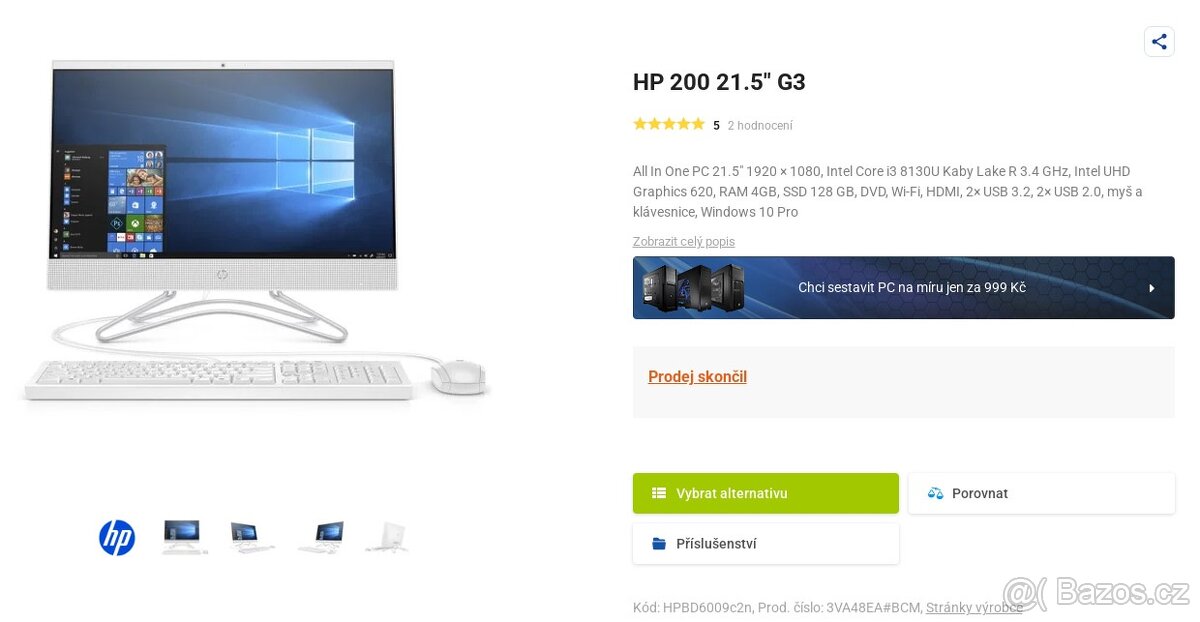 Elegantní PC s Windows 11 - HP 200 21.5" G3 - 4