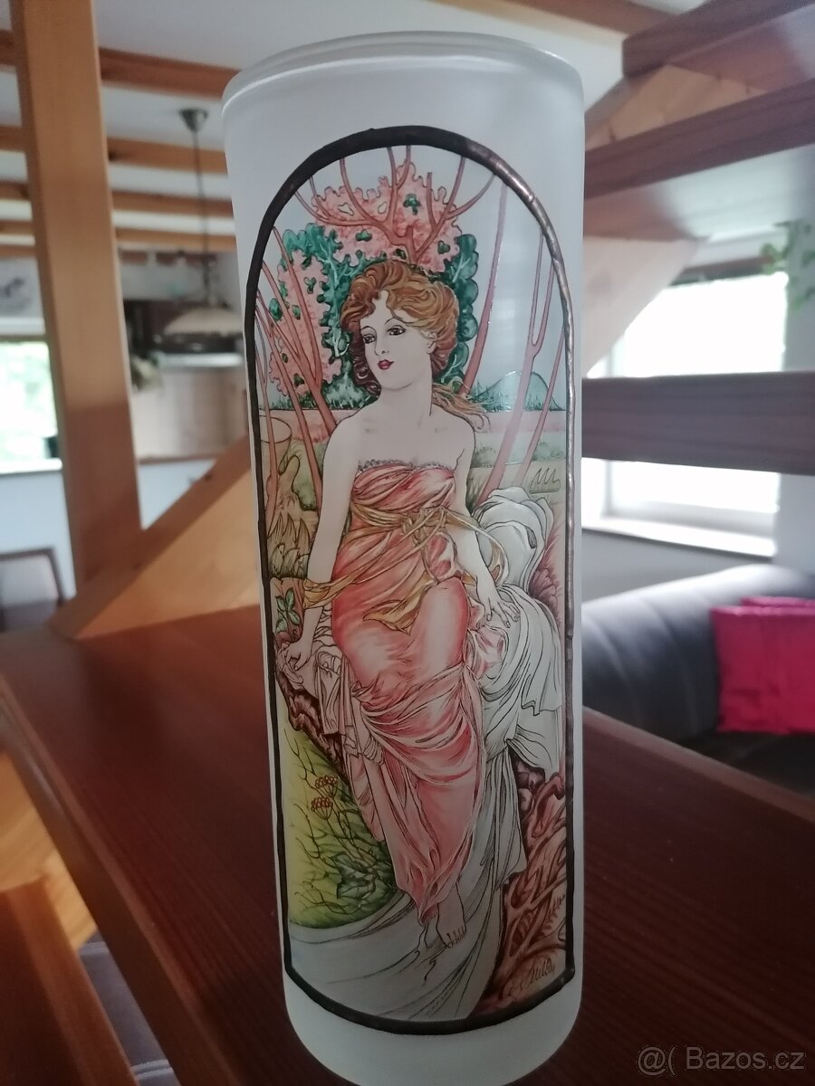 Váza, skleněná, sklo, Alofons Mucha - 4