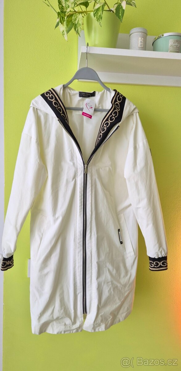 Smetanová dámská bunda s kapucí - 4